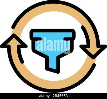 Symbol für Änderung der Filtersuche. Umrissfilter Suchvektorsymbol für Webdesign isoliert auf weißer Hintergrundfarbe flach Stock Vektor