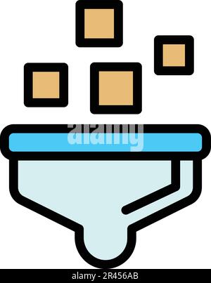 Symbol für Trichterdaten. Datenvektorsymbol für Konturtrichter für Webdesign isoliert auf weißer Hintergrundfarbe Stock Vektor
