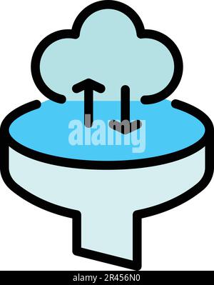 Trichterdaten-Cloud-Symbol. Vektorsymbol für die Datenwolke „Outline Funnel“ für Webdesign isoliert auf weißem Hintergrund, flach Stock Vektor