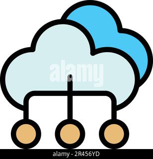 Symbol für den Cloud-Server für die Filtersuche von Daten. Modellstruktur Filter Suchdaten Cloud-Server Vektorsymbol für Webdesign isoliert auf weißem Hintergrund flach Stock Vektor