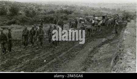 Augustin, Paul, SS-Fotograf der Leibstandarte Adolf Hitler. Dokumentierte Ereignisse in Holland, Frankreich (1940) und Russland (1941-43). Französische Kriegsgefangene, Brückenbau, Panzerabwehrmannschaft, Maschinengewehrmannschaft, Fahrzeugkonvois auf der Straße und in Städten, belgische Festungen, Kriegsgefangenenlager, Zerstörungsszenen, Nachkampf- und Besatzungsaktivitäten, Trainings- und Sportaktivitäten, Hitlerjugend und Bund Deutsche Mädchen Sportliche Aktivitäten und kulturelle Darbietungen, Unit Formations und Zeremonien, Feldlazarett, Einzel- und Gruppenfotos, leichte Flugabwehr Stockfoto