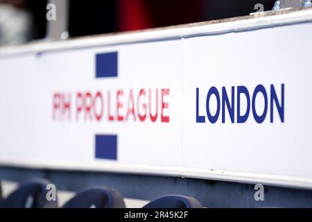 Ein allgemeiner Blick auf das Innere des Stadions während des FIH Hockey Pro League Männerspiels im Lee Valley, London. Foto: Freitag, 26. Mai 2023. Stockfoto