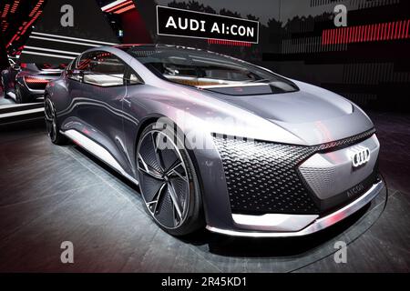 Frankfurt Am Main, Deutschland. 10. September 2019. Frankfurt International Motor Show 2019, IAA, Internationale Automobil Messe: Audi AI:con Konzept vollelektrisches autonomes Auto. Kredit: Christian Lademann Stockfoto