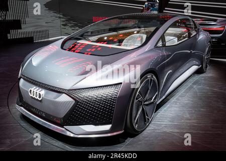 Frankfurt Am Main, Deutschland. 10. September 2019. Frankfurt International Motor Show 2019, IAA, Internationale Automobil Messe: Audi AI:con Konzept vollelektrisches autonomes Auto. Kredit: Christian Lademann Stockfoto