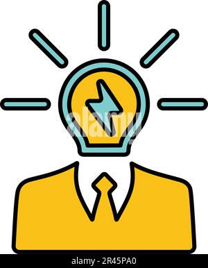 Brainstorming, Ideensymbol. Kommerzielle Verwendung, gedruckte Dateien und Präsentationen, Werbematerialien, Web oder jede Art von Konstruktionsprojekt. Stock Vektor