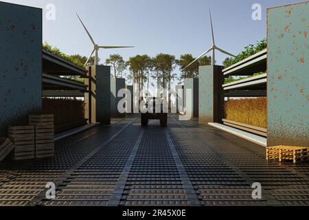 Vertikaler Ackerbau im Freien – 3D-Abbildung Stockfoto