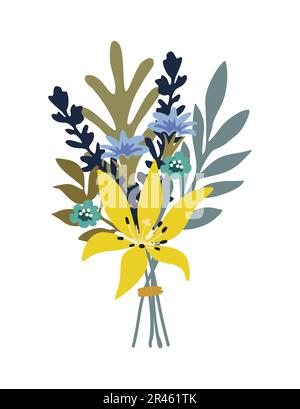 Wunderschöner Strauß mit Garten und wilden Blumen. Stock Vektor