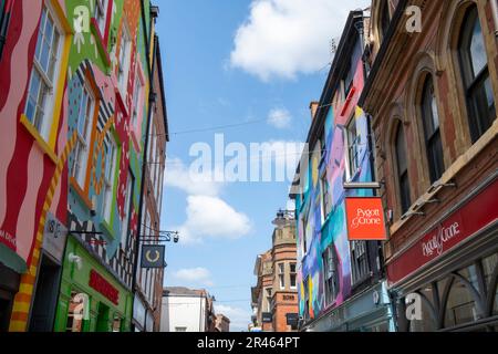 Wandmalereien am Bridlesmith Gate in Nottingham City, Nottinghamshire England Großbritannien Stockfoto