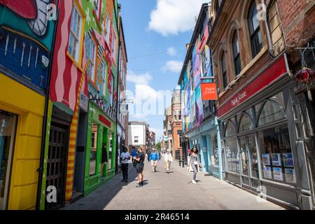 Wandmalereien am Bridlesmith Gate in Nottingham City, Nottinghamshire England Großbritannien Stockfoto