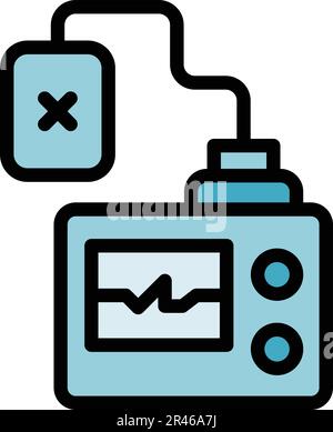 Symbol für das Defibrillator-Tool. Umriss-Defibrillator-Werkzeug Vektorsymbol für Webdesign isoliert auf weißem Hintergrund, flach Stock Vektor
