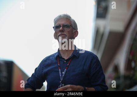 Damon Hill (GRB), ehemaliger F1-Fahrer, mit Williams Arrows Jordan, 1996 F1-Weltmeister mit William Renault, jetzt TV-Kommentator, während des Monaco GP, 25-28. Mai 2023 in Montecarlo, Formel-1-Weltmeisterschaft 2023. Stockfoto