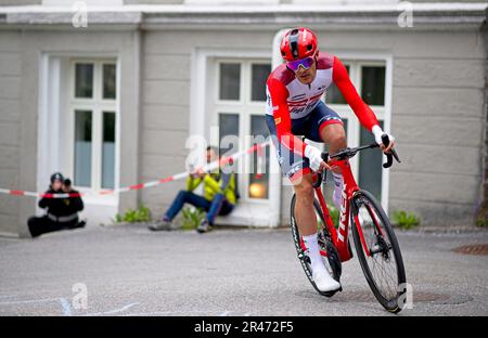 Bergen, Norwegen, 26. Mai 2023. Jasper Stuyven von Trek Segafredo konnte im Prolog den Berg Fløien in Bergen besteigen und 1'21' runter vom Gewinner Tulett fahren. Foto: Livesportphoto/Kjell Eirik Henanger Stockfoto