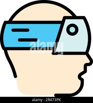 Symbol für eine Kopfbrille. Konturkopf Brille Vektorsymbol für Webdesign isoliert auf weißem Hintergrund flach Stock Vektor