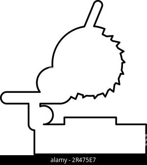 Gehrungssäge Tischstahl abgeschnittene Maschine Tischlerwerkstatt Konzept Konturlinie Symbol schwarz Farbe Vektordarstellung dünne flache Form Stock Vektor