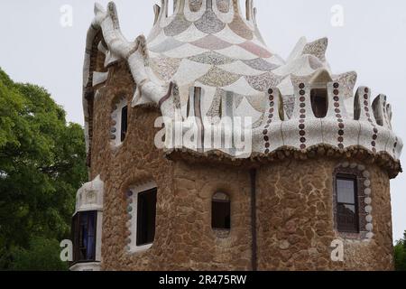 Der berühmte historische Antonio Gaudis Park Güell, Barcelona Stockfoto