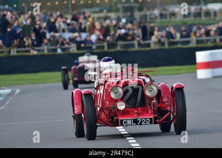 James Wood, Aston Martin Ulster, Trofeo Nuvolari, ein zwanzig-Minuten-Rennen für Sportwagens, das bis 1939, Goodwood 80. Mem, antrat Stockfoto