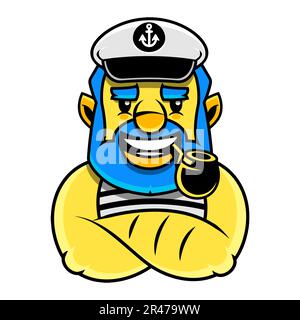 Lineares Symbol für männlichen Chief Officer. Kontrollierende Crew. Kreuzfahrt für Besucher. Anpassbare Darstellung mit dünnen Linien. Kontursymbol. Vektor isoliert Stock Vektor