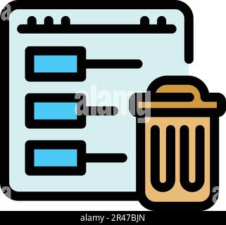 Symbol für den Papierkorb der Datei. Umrissdatei Papierkorb-Vektorsymbol für Webdesign isoliert auf weißer Hintergrundfarbe Stock Vektor