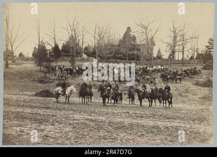 Union Artillerie mit Kanonen und Pferde gestellt Stockfoto