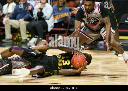 Am 25 2023. Mai spielen Windsor Ontario Canada und der Windsor Express ihr letztes NBLC-Spiel auf der WFCU-Arena. Latin Davis (11) des Windsor Express. Luke Durda/Alamy Stockfoto