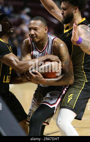 Am 25 2023. Mai spielen Windsor Ontario Canada und der Windsor Express ihr letztes NBLC-Spiel auf der WFCU-Arena. Billy White (23) des Windsor Express. Luke Durda/Alamy Stockfoto