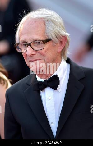 Cannes, Frankreich. 26. Mai 2023. Ken Loach besucht den roten Teppich „The Old Oak“ während des 76. Jährlichen Filmfestivals in Cannes am Freitag, den 26. Mai 2023 im Palais des Festivals in Cannes, Frankreich. Foto: Rocco Spaziani / Kredit: UPI/Alamy Live News Stockfoto