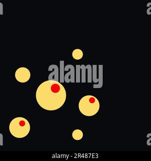 Abstrakte, mit gelben Augen ausgeschnittene Blasen auf schwarzem Planhintergrund. Verwendung von Vorlagen und Bannern für soziale Medien Stockfoto