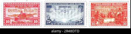 US und PI First Transpacific Air Mail Stamps 1935 Stockfoto