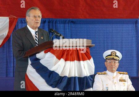 US Navy, der ehrenwerte Donald H. Rumsfeld, USA Verteidigungsminister Stockfoto