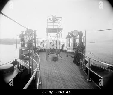 U.S.S. Oregon, nach Brücke und Suchlichtern, zwischen 1896 und 1901. Stockfoto