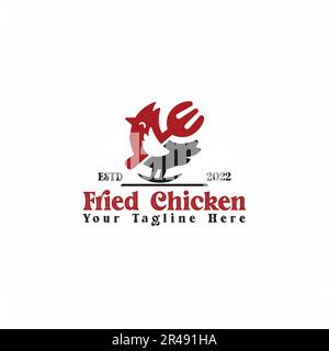 Chicken Logo, Friendly Chicken, Restaurant, Vintage, Minimalist und Business Logo in Vektorvorlage Stock Vektor