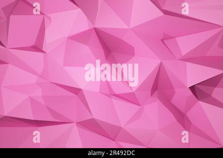 Pinkfarbener Hintergrund mit niedrigem Polyesterhintergrund 3D Renderfarbe Stockfoto