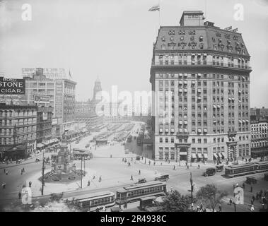 Hotel Pontchartrain and Campus (d. h. Cadillac Square) vom Rathaus, Detroit, Michigan, zwischen 1916 und 1920. Stockfoto