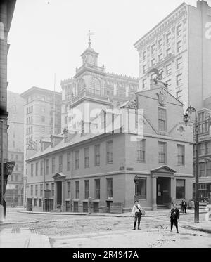 Old State House von Washington St., Boston, Massachusetts, zwischen 1900 und 1906. Stockfoto