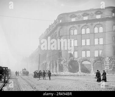 Ich schaue auf die Market Street von der Nähe der Fähre, San Francisco, Cal., c1906. Stockfoto