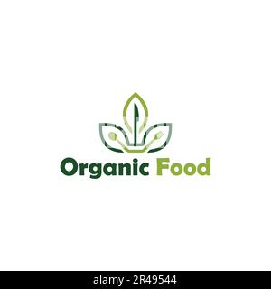 Logo für Bio-Lebensmittel, Blatt, natürliche Lebensmittel, minimalistisches und Business-Logo Stock Vektor