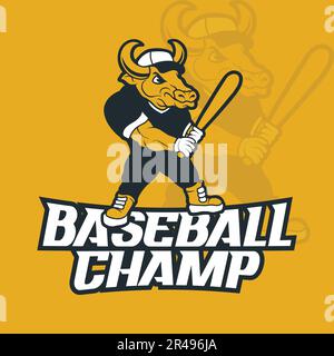 Logo des Baseball-Champions im Sportmaskottchen Stock Vektor