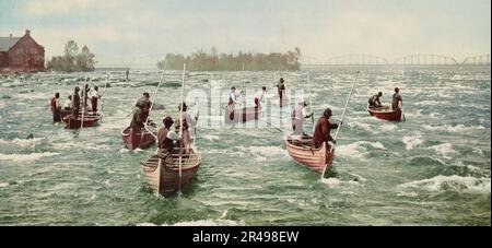 Indianer angeln im "Soo", c1901. Stockfoto