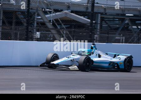 Indianapolis, USA. 26. Mai 2023. INDIANAPOLIS, INDIANA - 26. MAI: Fahrer Agustin Canapino (78) aus Argentinien übt am Carb Day vor dem 2023 Indy 500 auf dem Indianapolis Motor Speedway am 26. Mai 2023 in Indianapolis, Indiana. Kredit: Jeremy Hogan/Alamy Live News Stockfoto