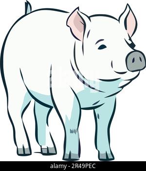 Süßes Ferkel, das auf dem Bauernhof steht, fröhlich und klein Stock Vektor