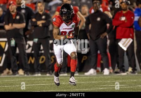 Ottawa, Kanada. 26. Mai 2023 o88 im Vorjahresspiel der Canadian Football League zwischen den Ottawa Redblacks und den besuchenden Montreal Alouettes. Die Alouettes gewannen das Spiel 22:21. Copyright 2023 Sean Burges / Mundo Sport Images / Alamy Live News Stockfoto