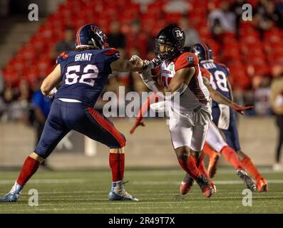 Ottawa, Kanada. 26. Mai 2023 Im Vorjahresspiel der Canadian Football League zwischen den Ottawa Redblacks und den besuchenden Montreal Alouettes. Die Alouettes gewannen das Spiel 22:21. Copyright 2023 Sean Burges / Mundo Sport Images / Alamy Live News Stockfoto