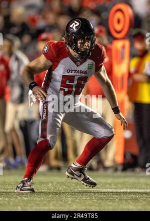 Ottawa, Kanada. 26. Mai 2023 O56 im Vorjahresspiel der Canadian Football League zwischen den Ottawa Redblacks und den besuchenden Montreal Alouettes. Die Alouettes gewannen das Spiel 22:21. Copyright 2023 Sean Burges / Mundo Sport Images / Alamy Live News Stockfoto