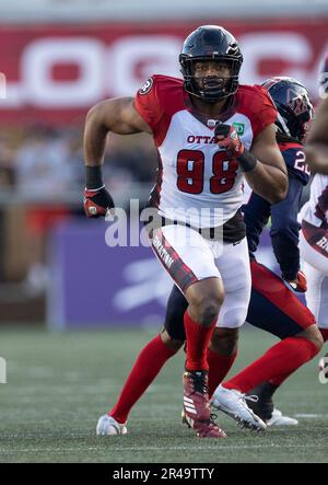 Ottawa, Kanada. 26. Mai 2023 o88 im Vorjahresspiel der Canadian Football League zwischen den Ottawa Redblacks und den besuchenden Montreal Alouettes. Die Alouettes gewannen das Spiel 22:21. Copyright 2023 Sean Burges / Mundo Sport Images / Alamy Live News Stockfoto