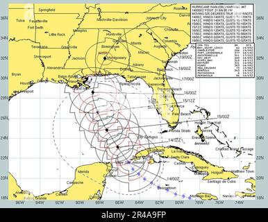 US Navy Current prognostiziert Pfad und windgeschwindigkeit des Hurrikans Ivan von September 14 bis September 19 Stockfoto