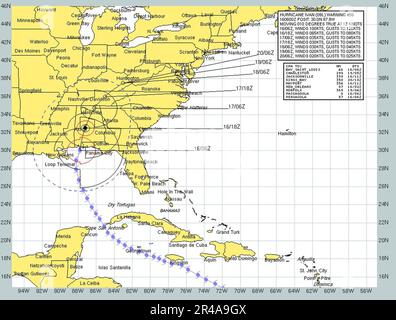 US Navy Current prognostiziert Pfad und windgeschwindigkeit des Hurrikans Ivan von September 16 bis September 20 Stockfoto