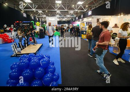 Bukarest, Rumänien. 26. Mai 2023: TechExpo 2023 im ROMEXPO Exhibition Center in Bukarest. Die TechExpo ist das größte Technologiefestival in Rumänien, das neue Technologien in den Bereichen Hybrid- und Elektroverkehr, Robotik, elektronische Gesundheitsdienste, Sporttechnologie, intelligente Systeme, Spiele, innovative Gadgets und Kommunikation. Kredit: Lucian Alecu/Alamy Live News Stockfoto