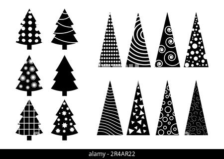 Set mit geometrischer Weihnachtsbaumabbildung. Vector Design-Vorlage. Stock Vektor