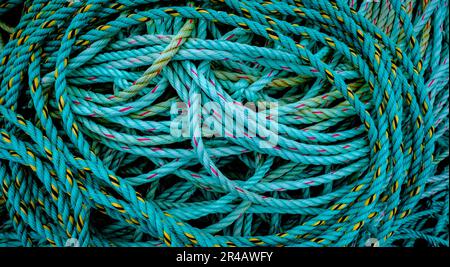 Angelseil im Hafen von Arinagour, Insel Coll, Schottland Stockfoto