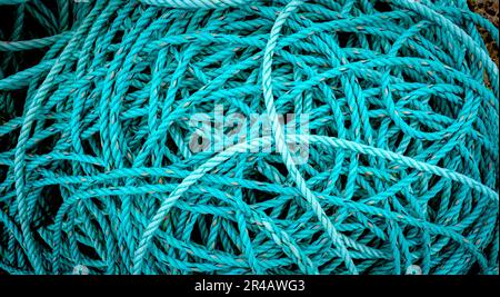 Angelseil im Hafen von Arinagour, Insel Coll, Schottland Stockfoto